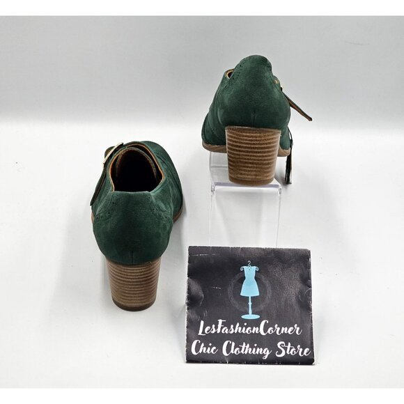NWT Julia Bo Women's Green Leather Duke Pumps Heel Monk Shoes Sz 9.5 (40) 2974 - Picture 5 of 16